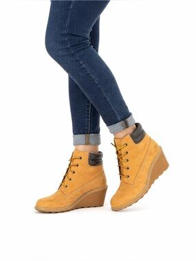 Timberland Glancy Wedge Boots Wheat Nubuck Womens 8 EU 39 8251A